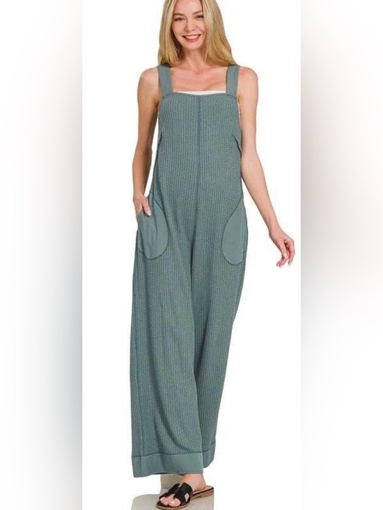 Zenana Outfitters Pants - Zenana Outfitters Sleeveless Wide-Leg Jumpsuit in Sage